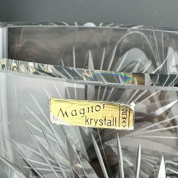 Magnor Krystall Norway Clear Crystal Vase Cut Pinwheel 7" H Thick Walls VTG MCM - Picture 7 of 14